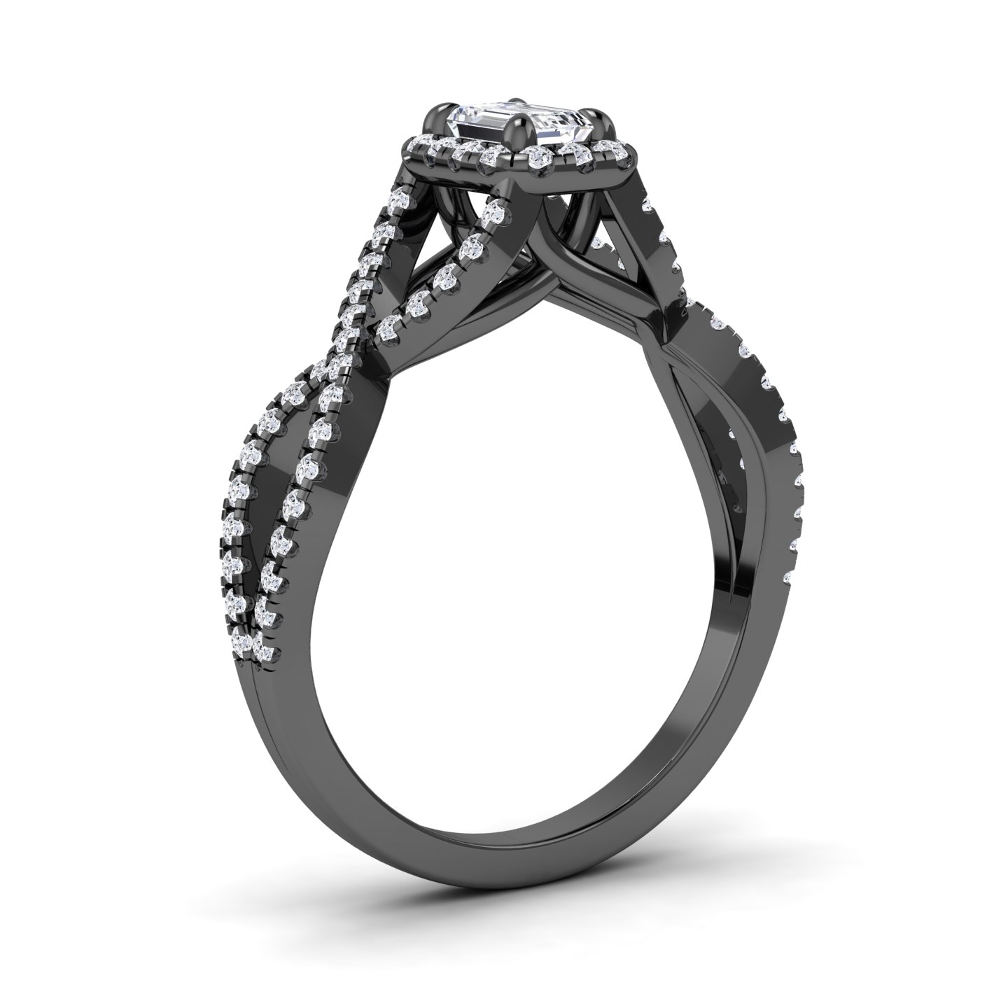 White Diamond Halo Twist Engagement Ring - Angelina