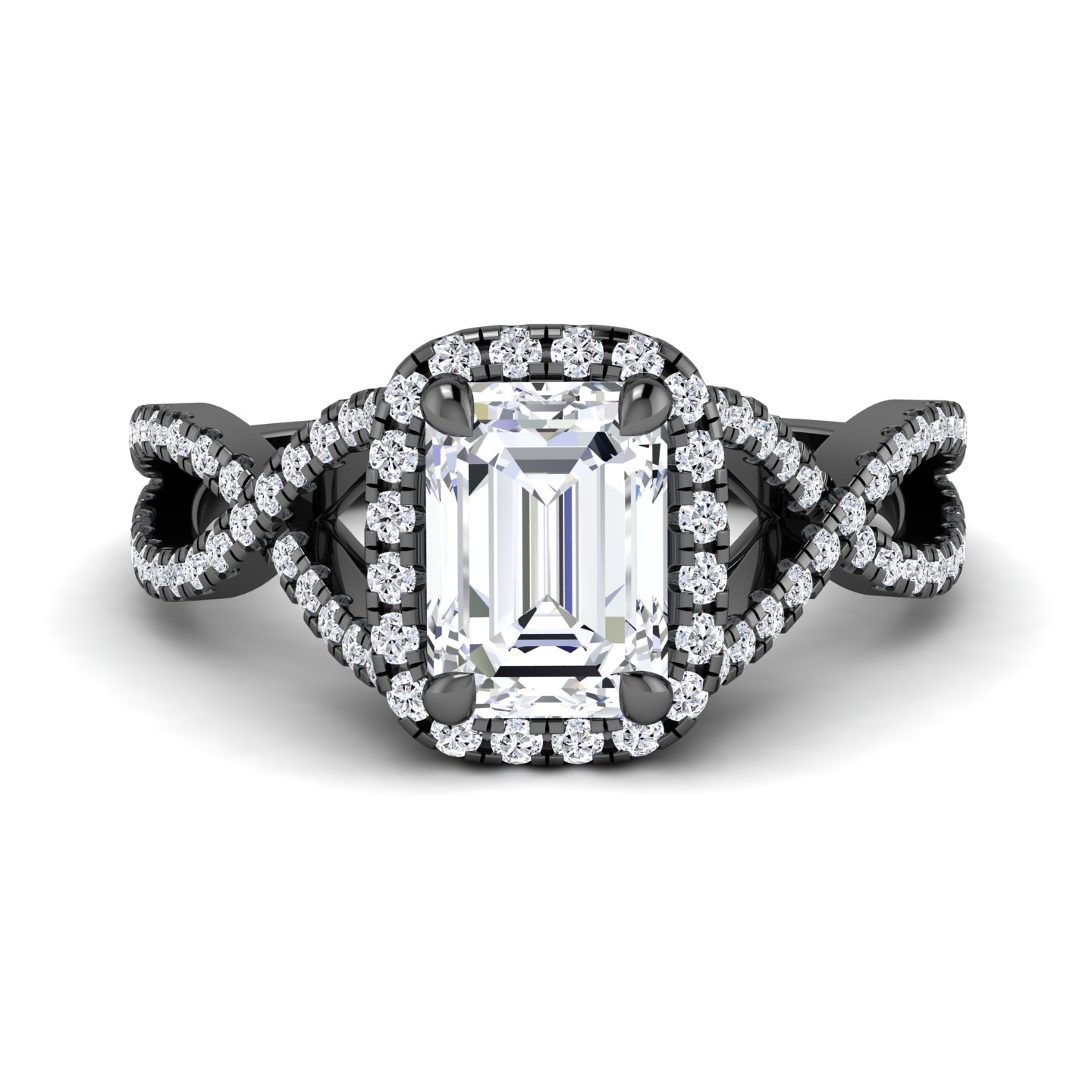 White Diamond Halo Twist Engagement Ring - Angelina