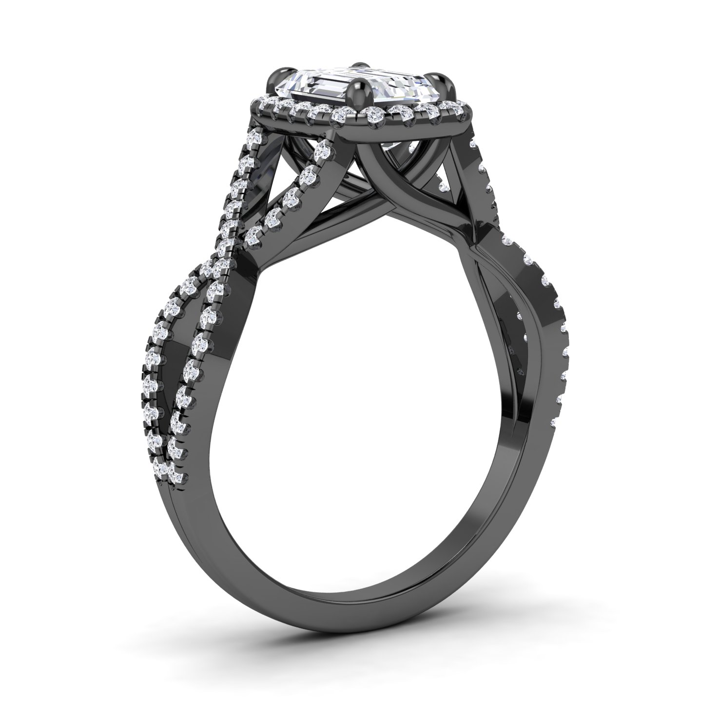 White Diamond Halo Twist Engagement Ring - Angelina