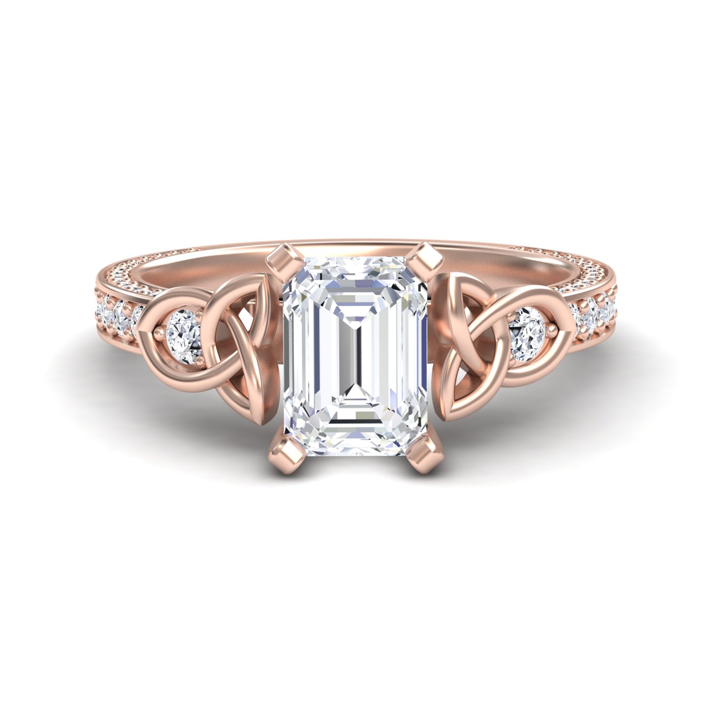 White Diamond Celtic Knot Pave Accented Engagement Ring - Robin