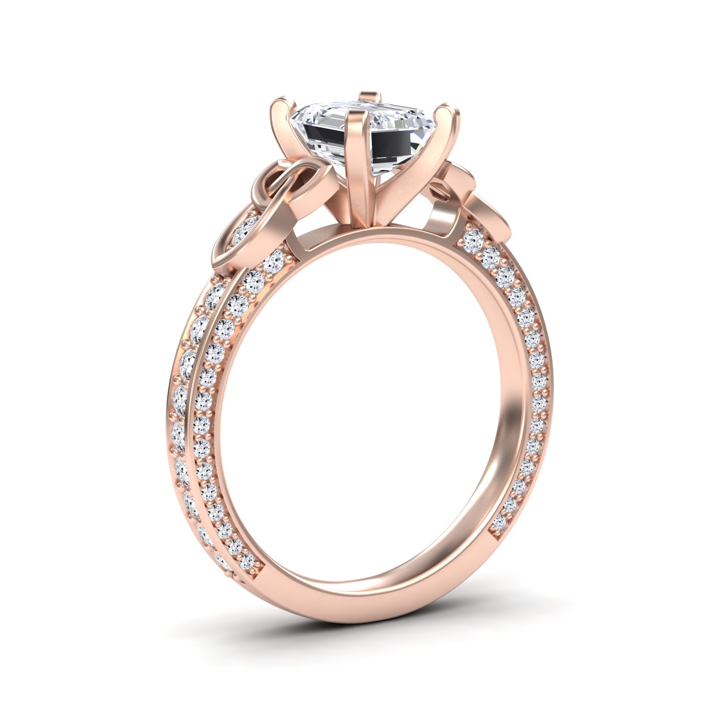 White Diamond Celtic Knot Pave Accented Engagement Ring - Robin