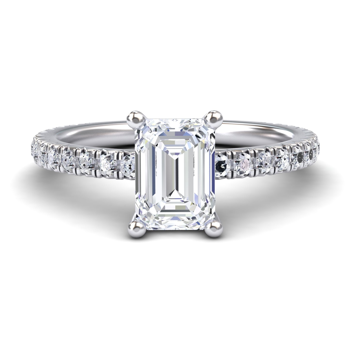 White Diamond Pave Set Solitaire Engagement Ring - Imogen