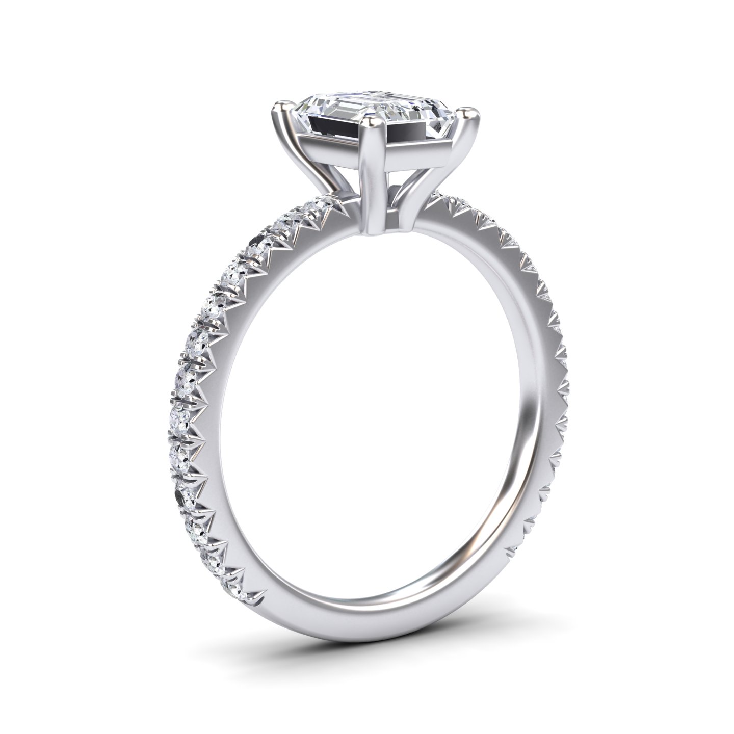 White Diamond Pave Set Solitaire Engagement Ring - Imogen