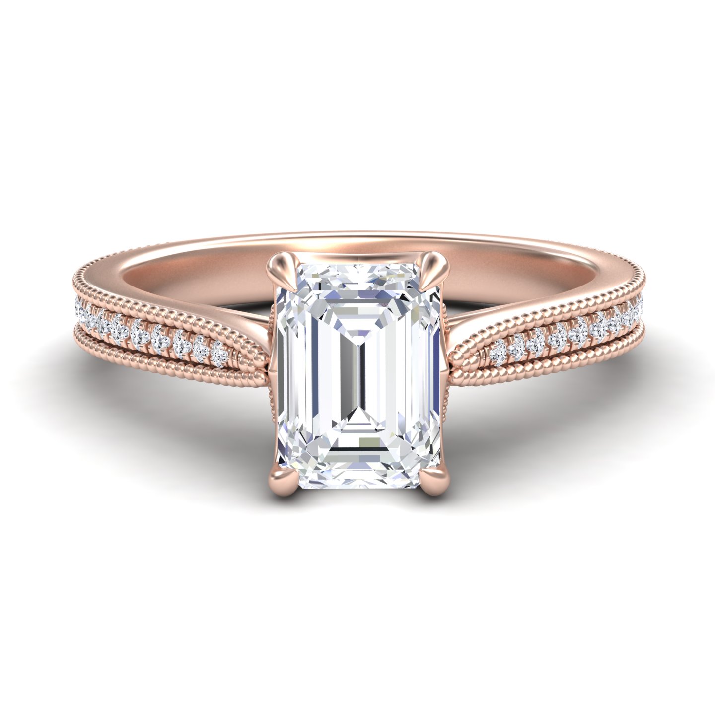 White Diamond Vintage-Inspired Milgrain Engagement Ring - Holly