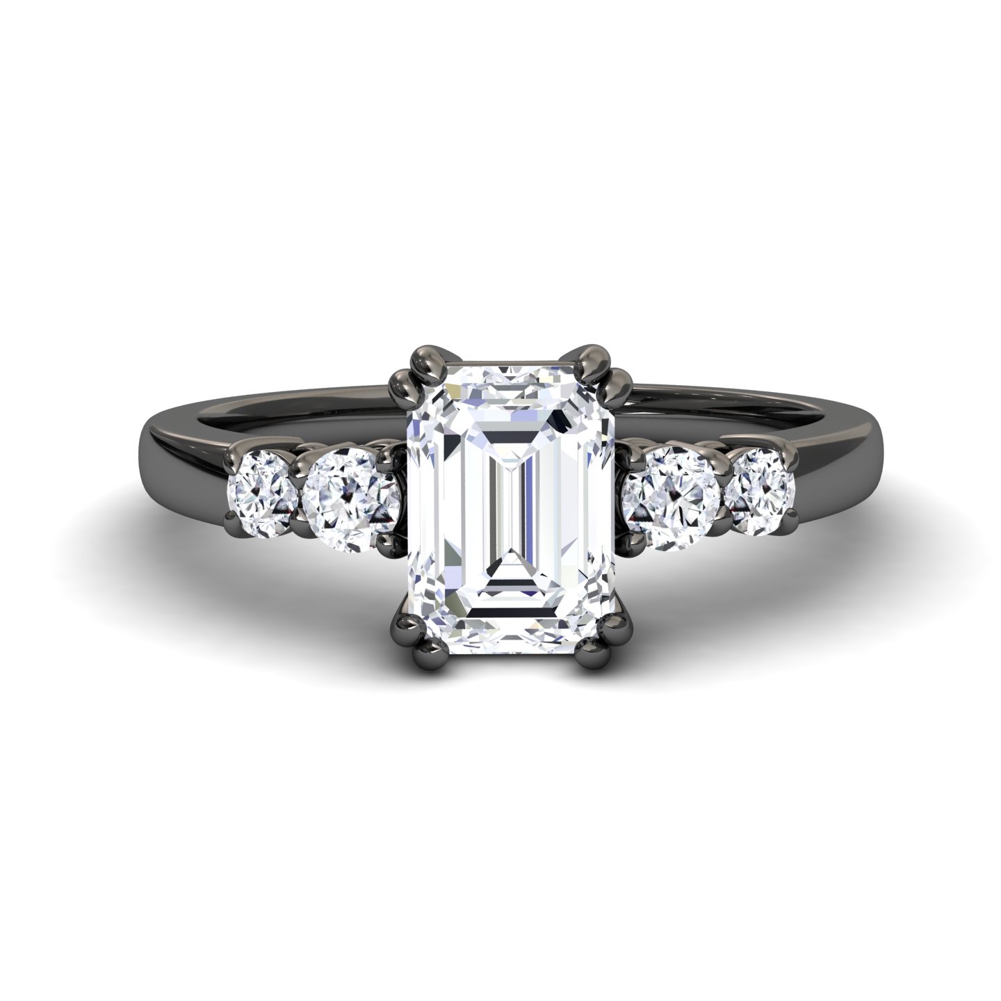 White Diamond Double Prong Five Stone Engagement Ring - Marilyn