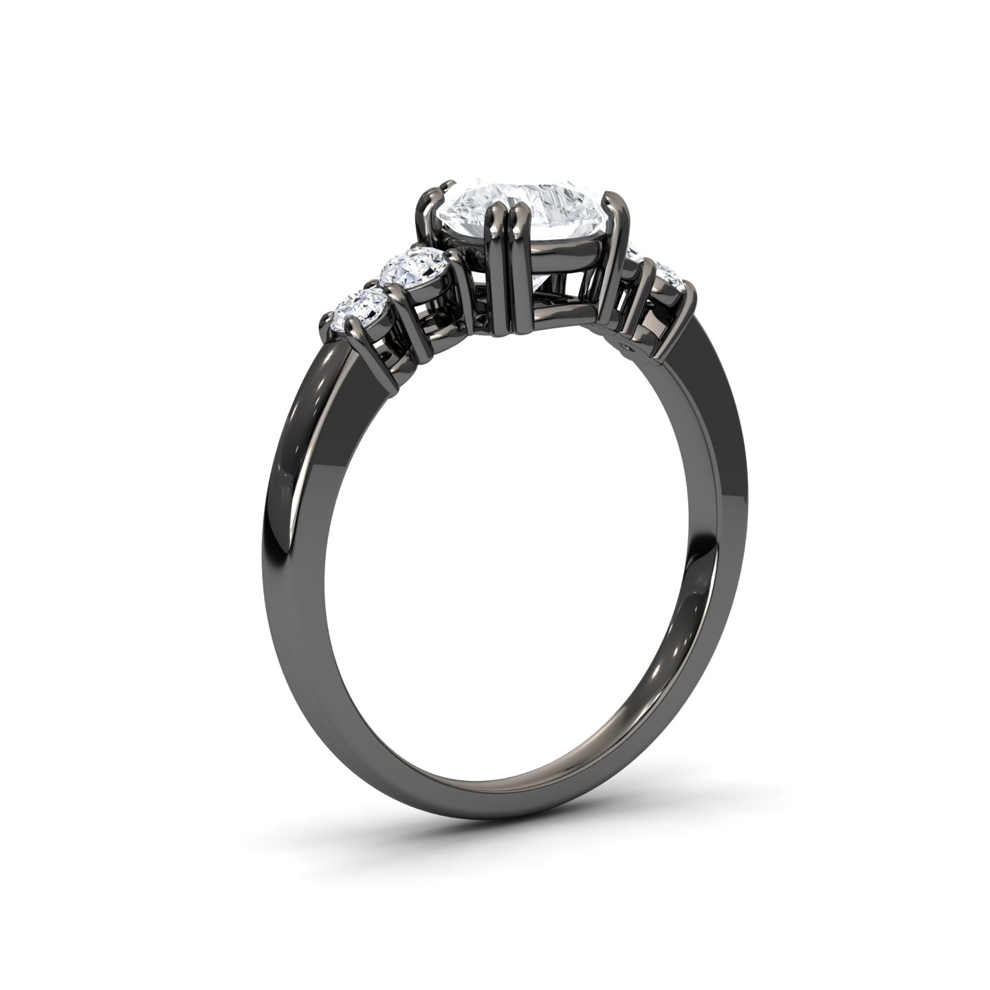 White Diamond Double Prong Five Stone Engagement Ring - Marilyn