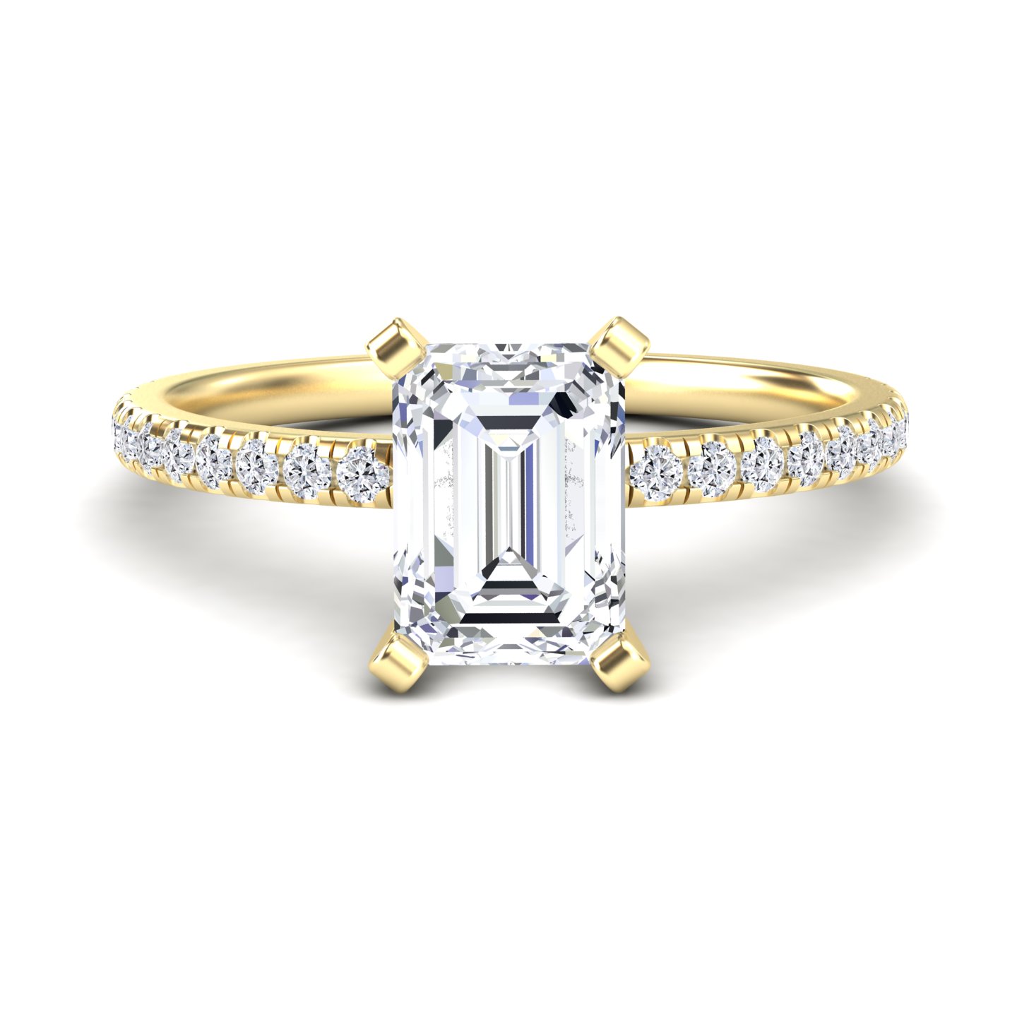 White Diamond Pave Accent Solitaire Engagement Ring - Janet