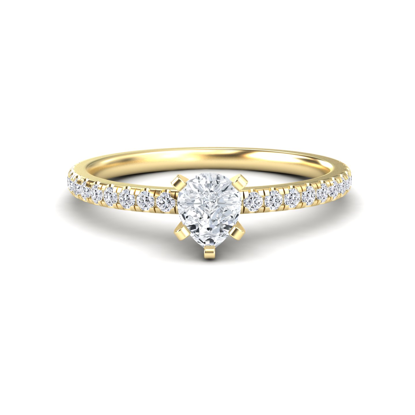 White Diamond Pave Accent Solitaire Engagement Ring - Janet