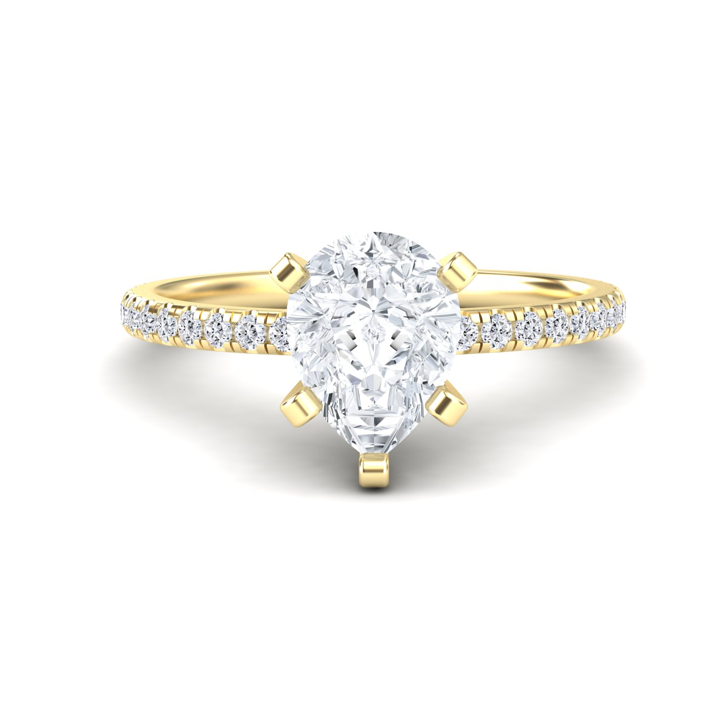 White Diamond Pave Accent Solitaire Engagement Ring - Janet