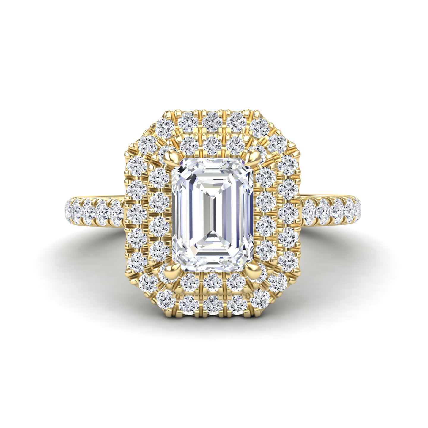 White Diamond Pave Double Halo Engagement Ring - Kate