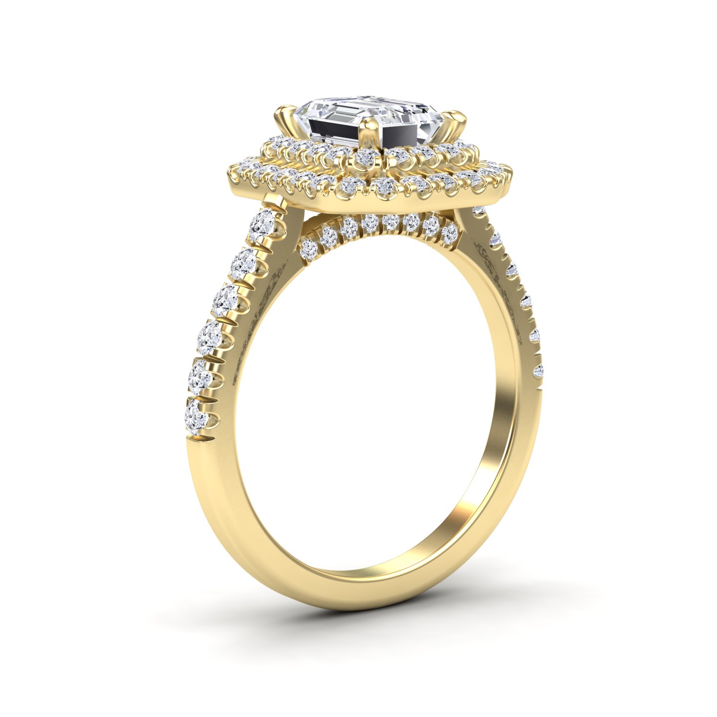 White Diamond Pave Double Halo Engagement Ring - Kate