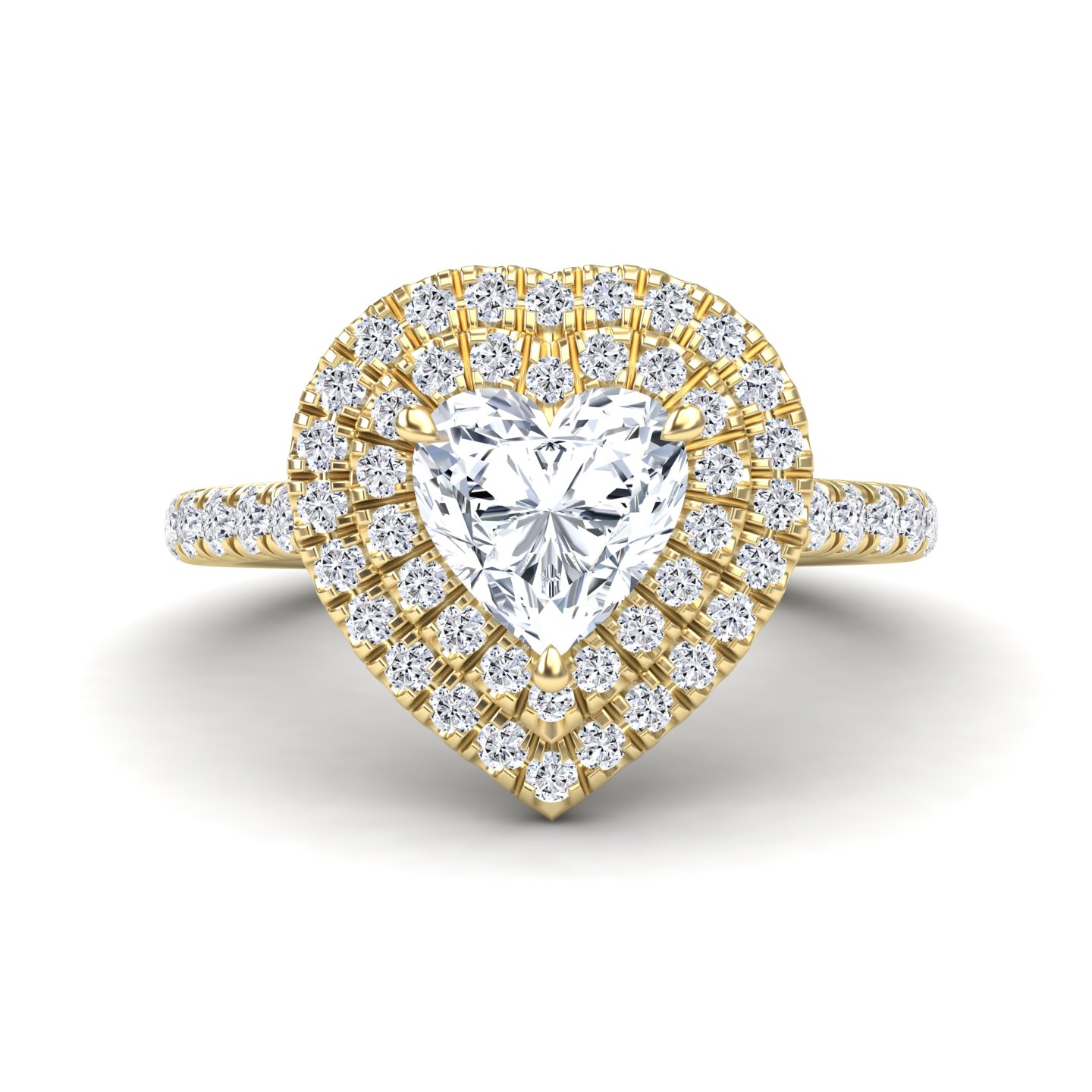 White Diamond Pave Double Halo Engagement Ring - Kate