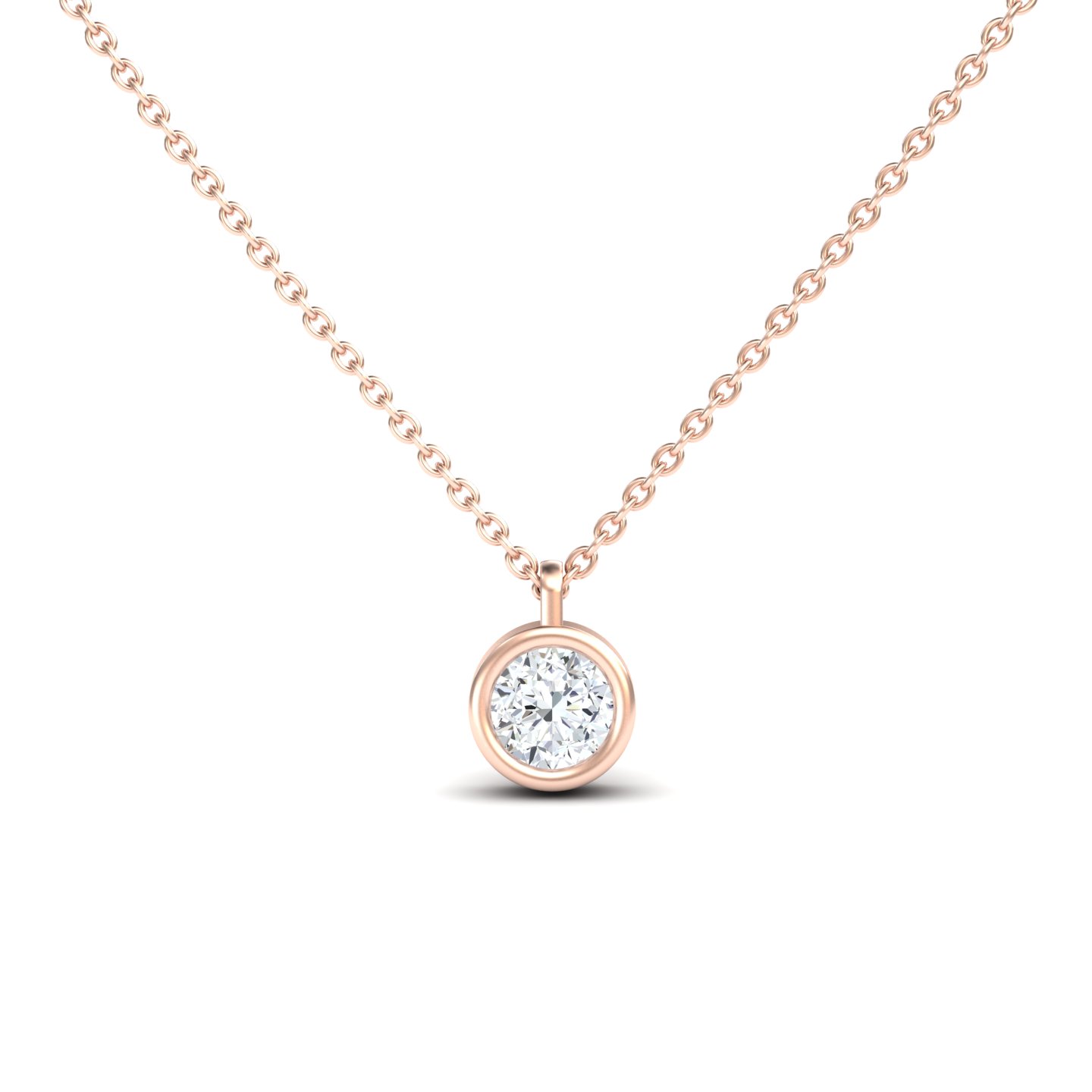 White Diamond Classic Bezel Solitaire Necklace - Paula