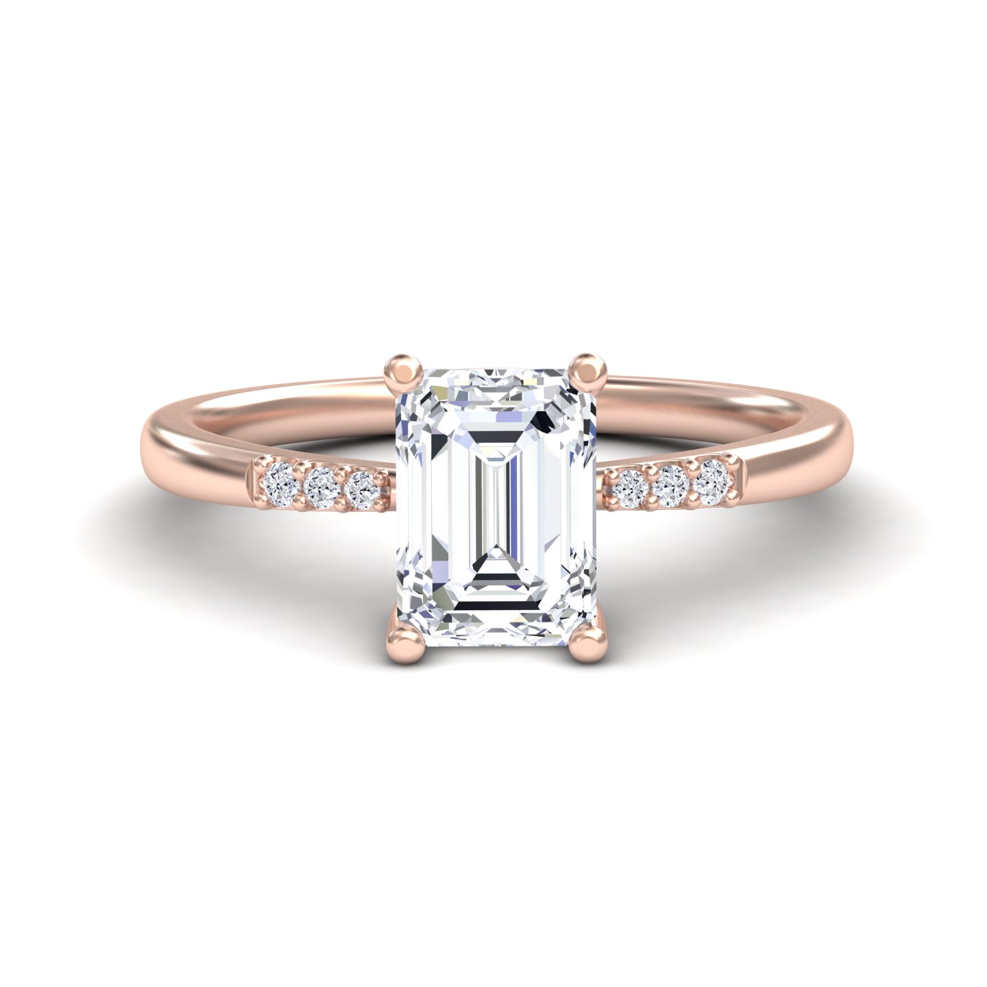 White Diamond Minimalist Pave-Accent Solitaire Engagement Ring - Maisie