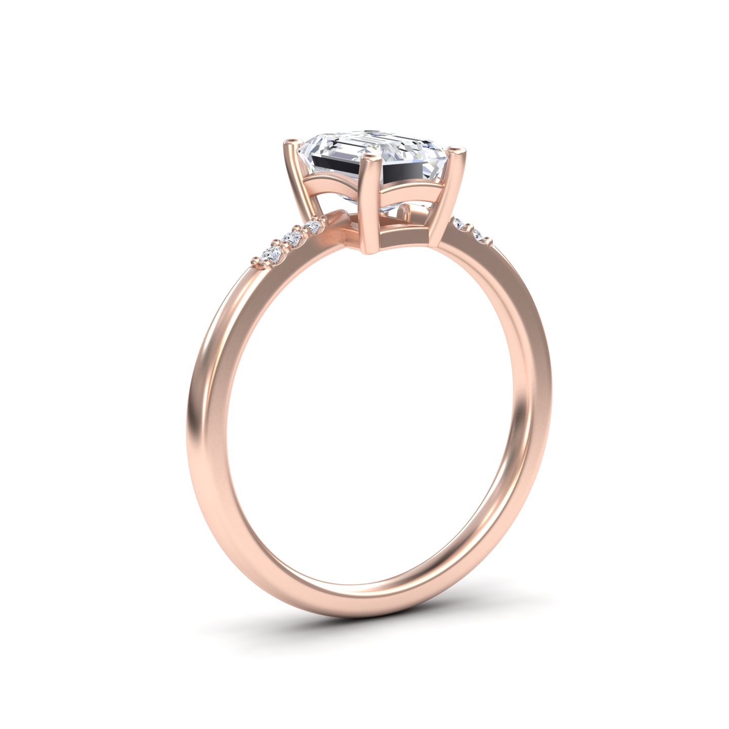 White Diamond Minimalist Pave-Accent Solitaire Engagement Ring - Maisie