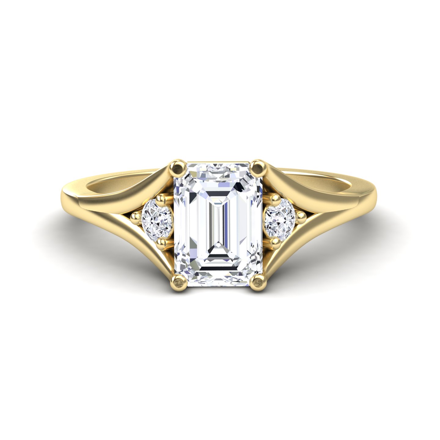 White Diamond Elegant Minimalist Three-Stone Engagement Ring - Jieyu