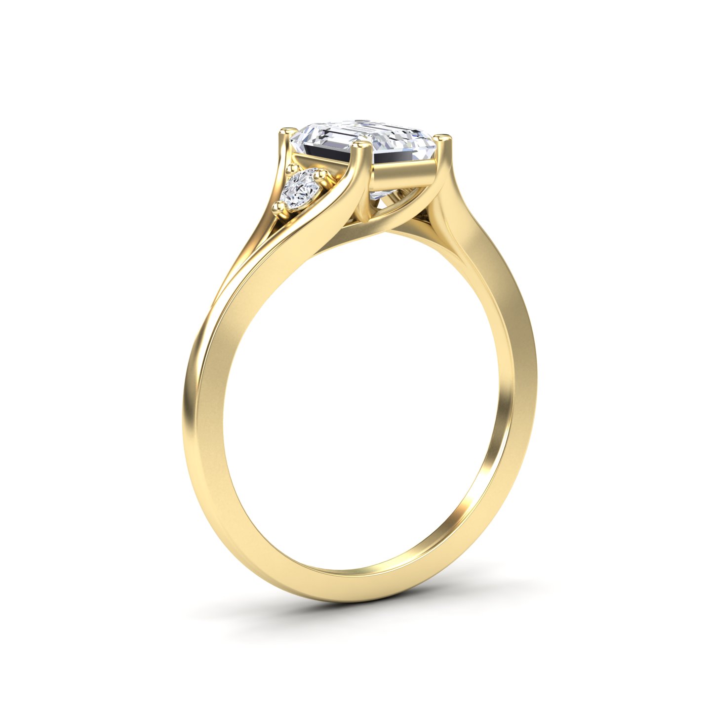 White Diamond Elegant Minimalist Three-Stone Engagement Ring - Jieyu