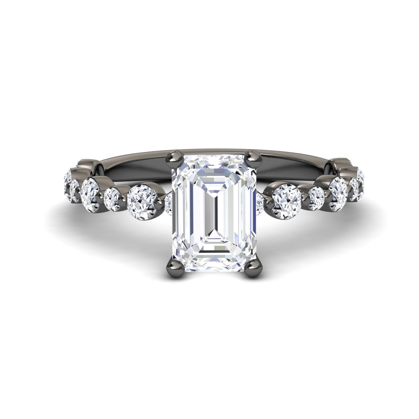 White Diamond with Graduated Accent Stones Solitaire Engagement Ring - Fuxin