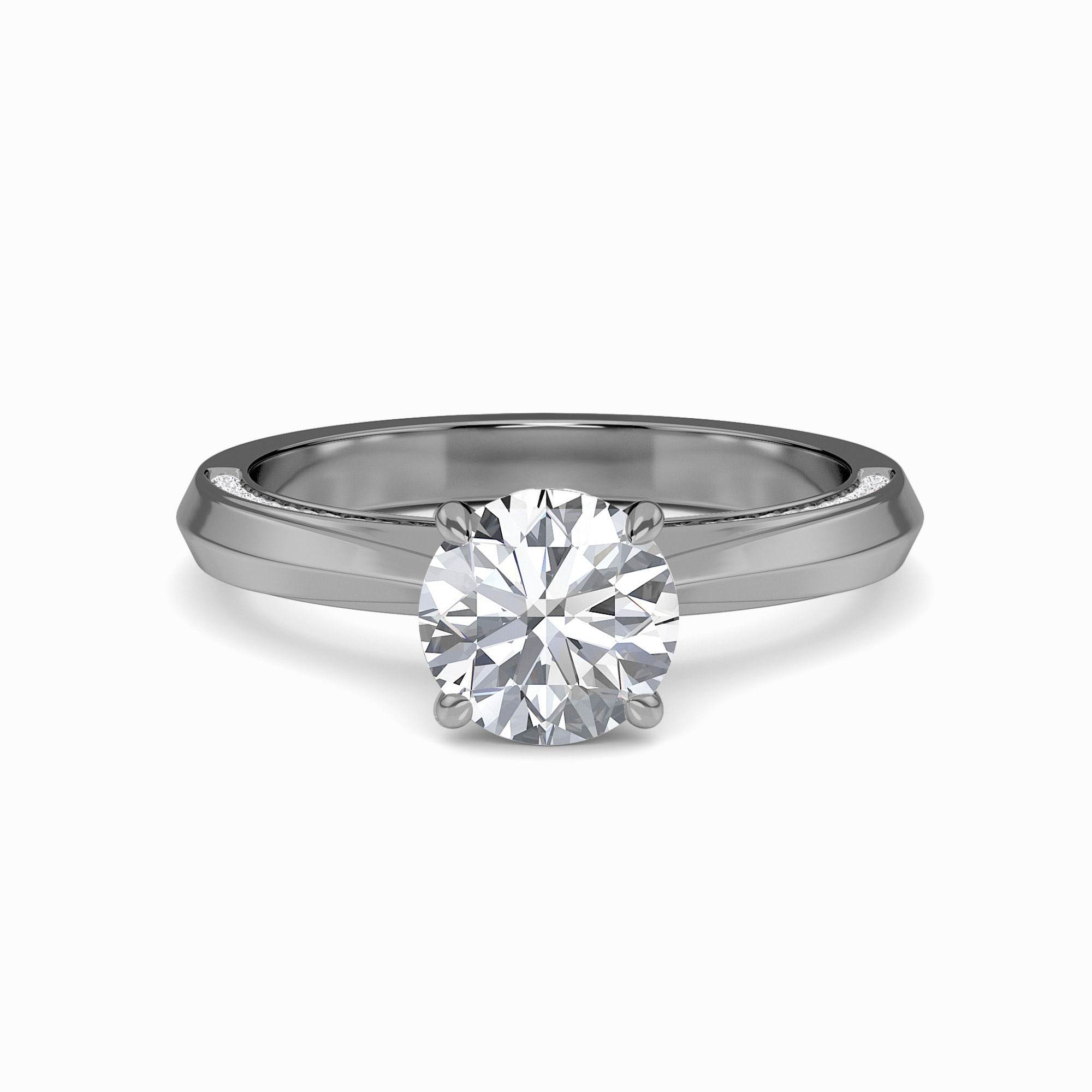 White Diamond Hidden Pave Crown Solitaire Engagement Ring - Haven