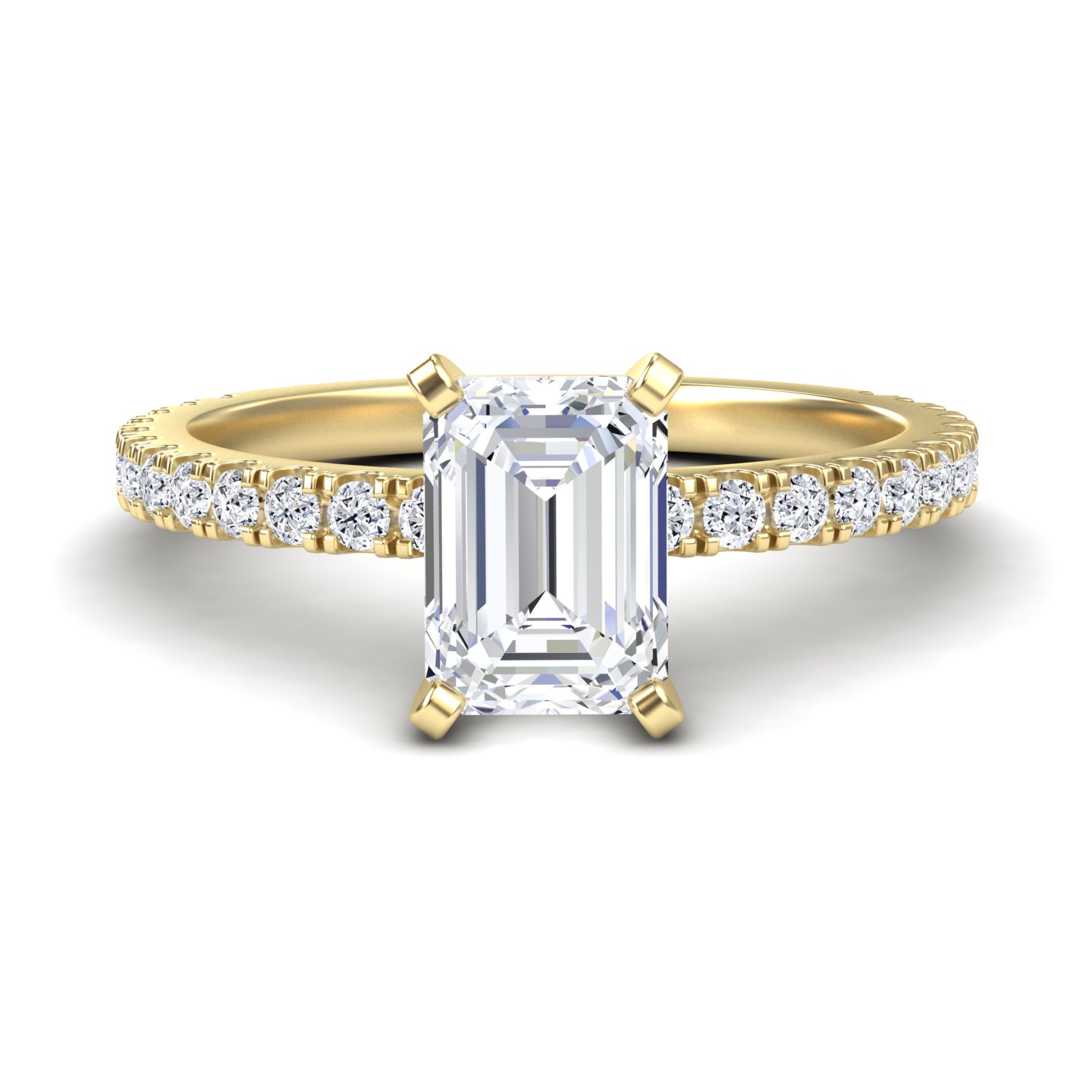 White Diamond French Pave Solitaire Engagement Ring - Indie