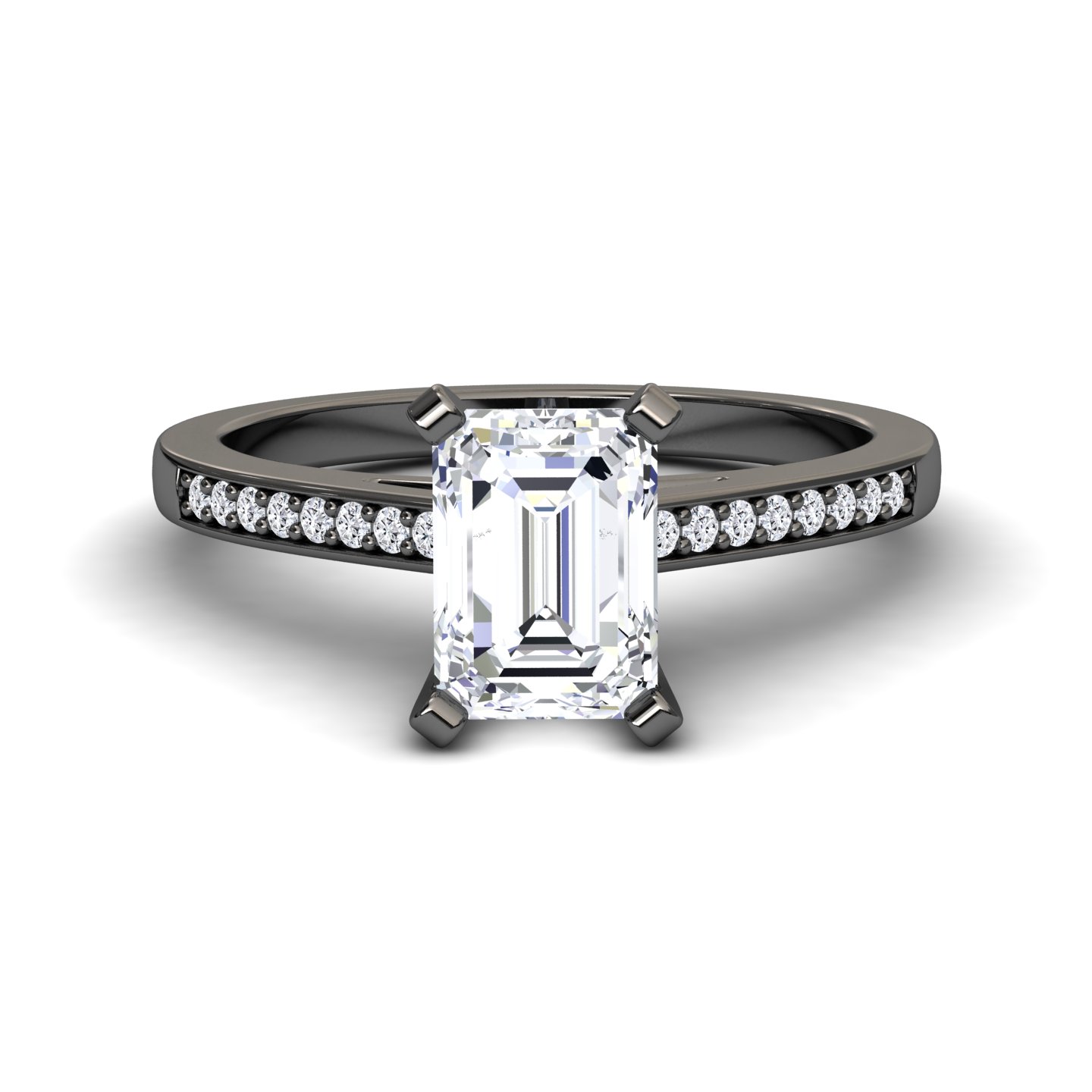 White Diamond Pave Solitaire Engagement Ring - Sutton