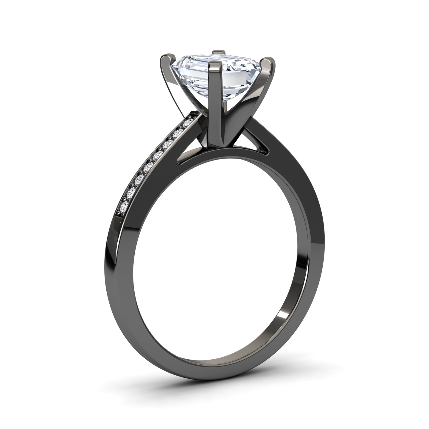 White Diamond Pave Solitaire Engagement Ring - Sutton