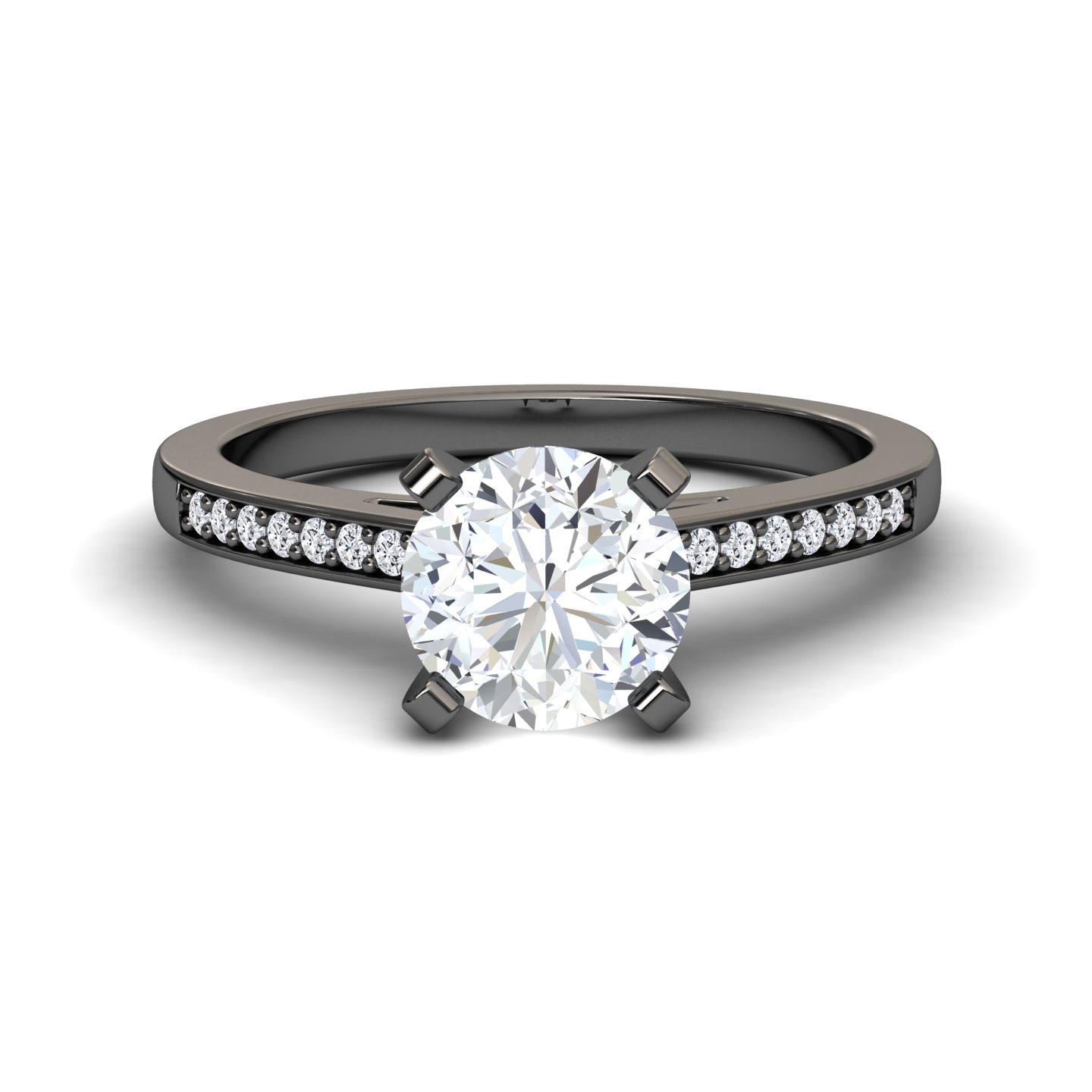 White Diamond Pave Solitaire Engagement Ring - Sutton