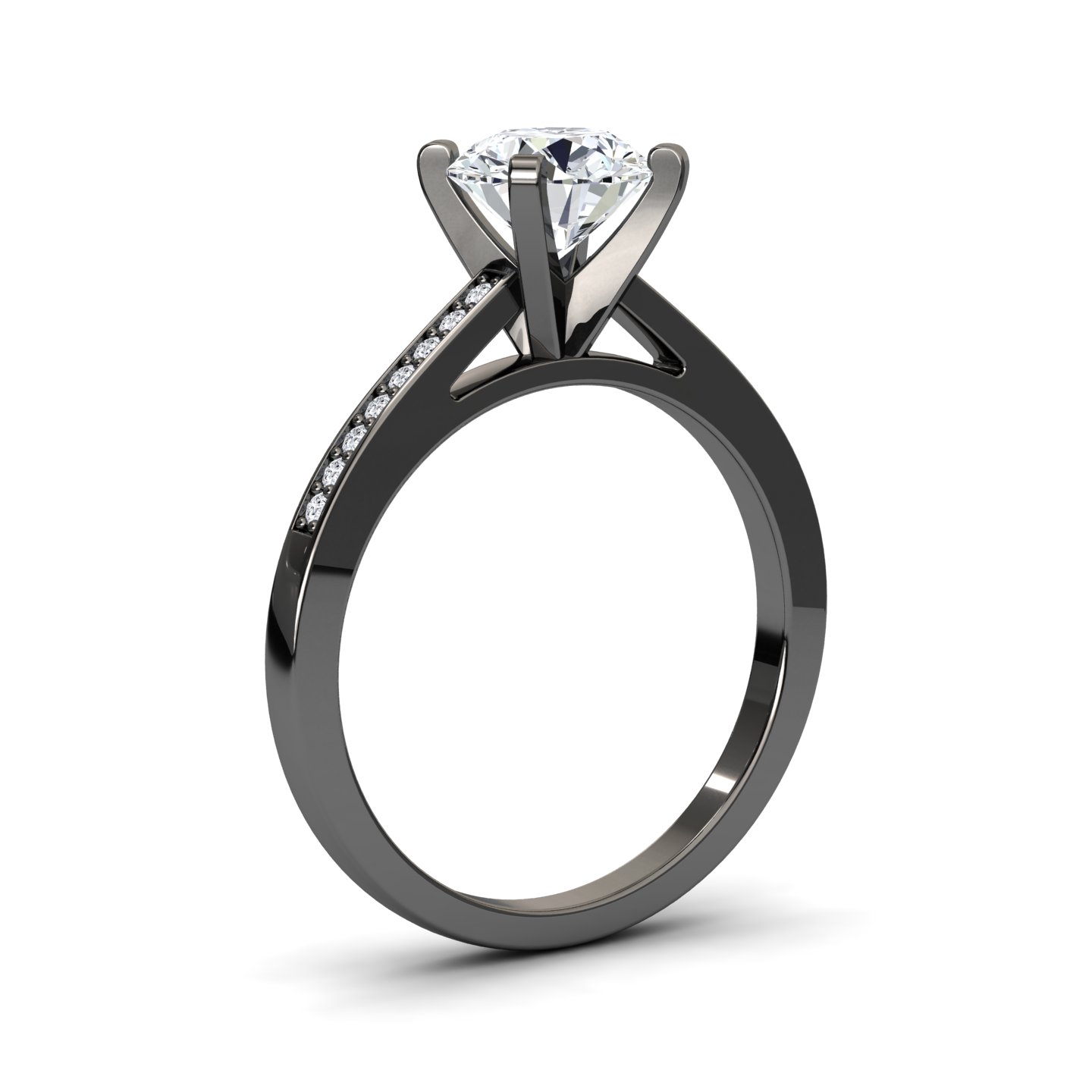 White Diamond Pave Solitaire Engagement Ring - Sutton