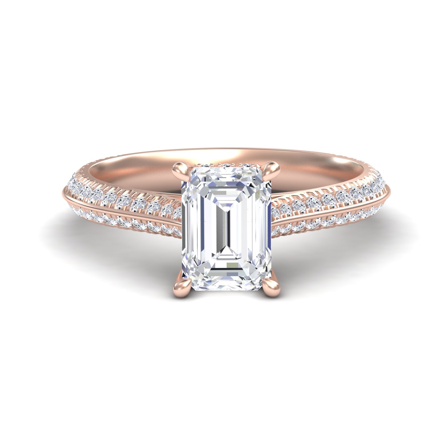 White Diamond Hidden Halo Pave Engagement Ring - Baozhai