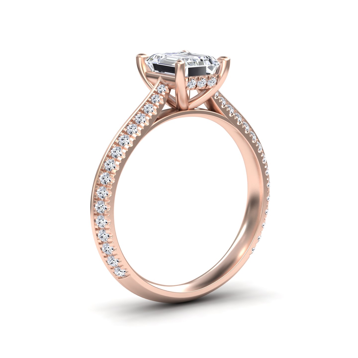 White Diamond Hidden Halo Pave Engagement Ring - Baozhai