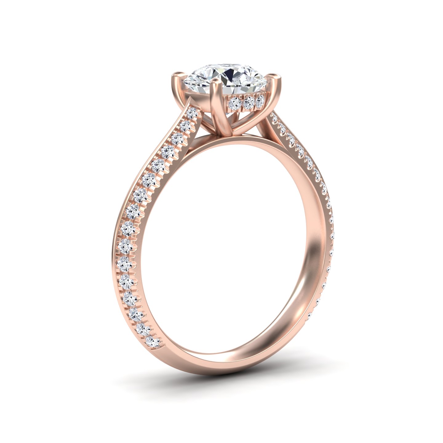 White Diamond Hidden Halo Pave Engagement Ring - Baozhai