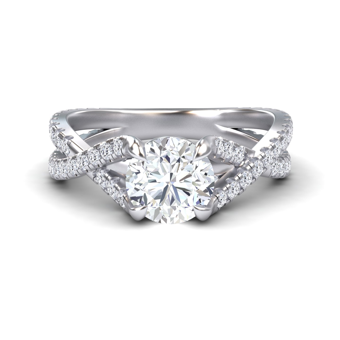 White Diamond Twisted Split Shank Engagement Ring - Brynn