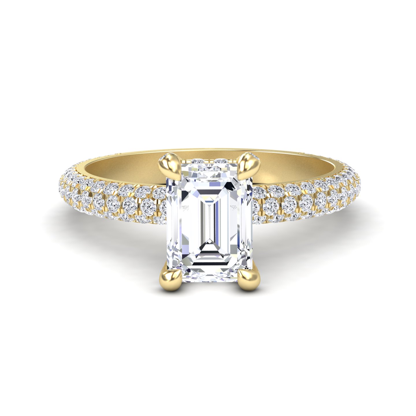 White Diamond Hidden Halo Pave Engagement Ring - Chuntao