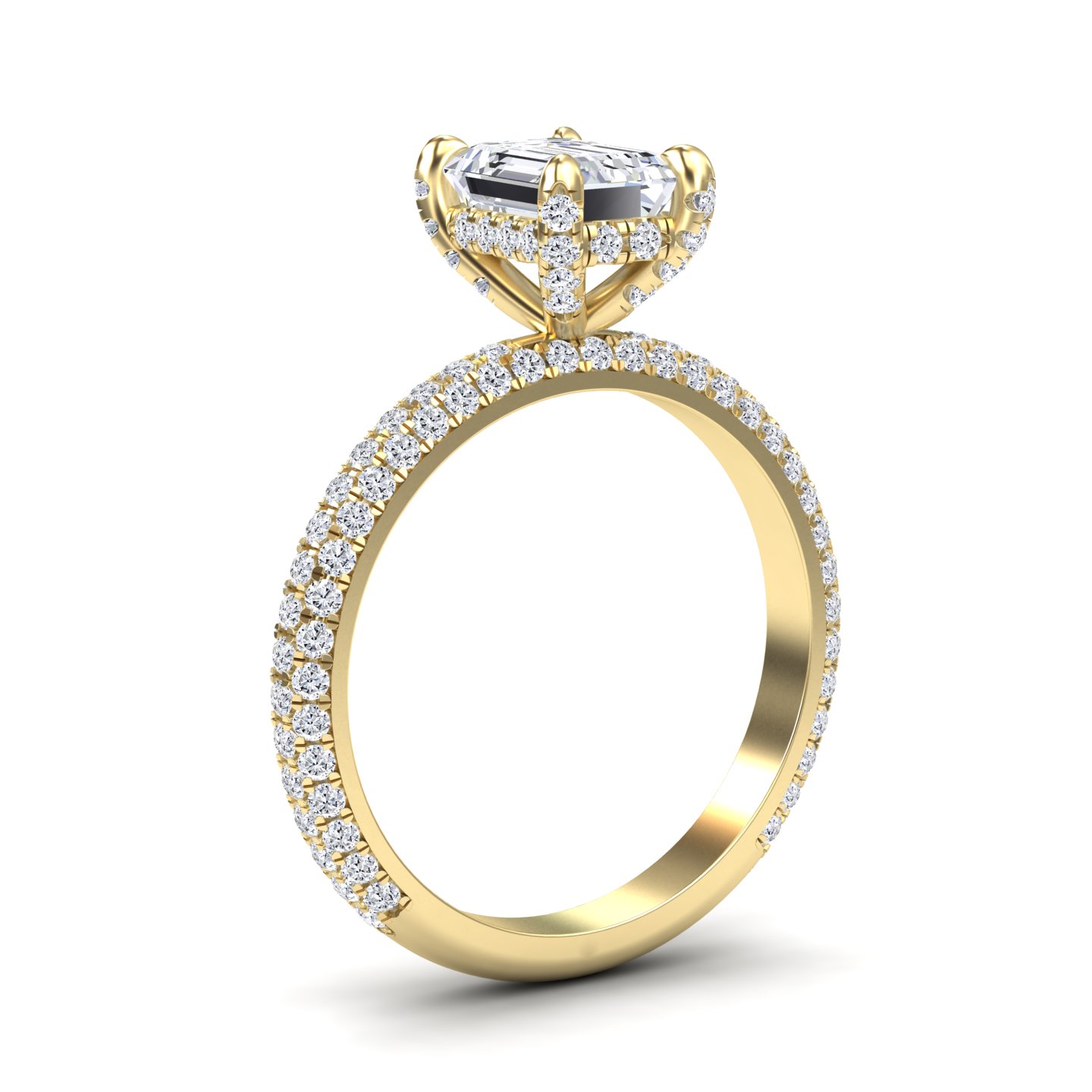White Diamond Hidden Halo Pave Engagement Ring - Chuntao