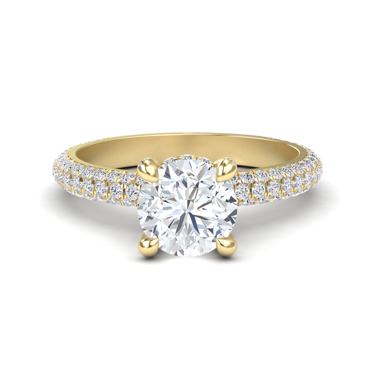 White Diamond Hidden Halo Pave Engagement Ring - Chuntao