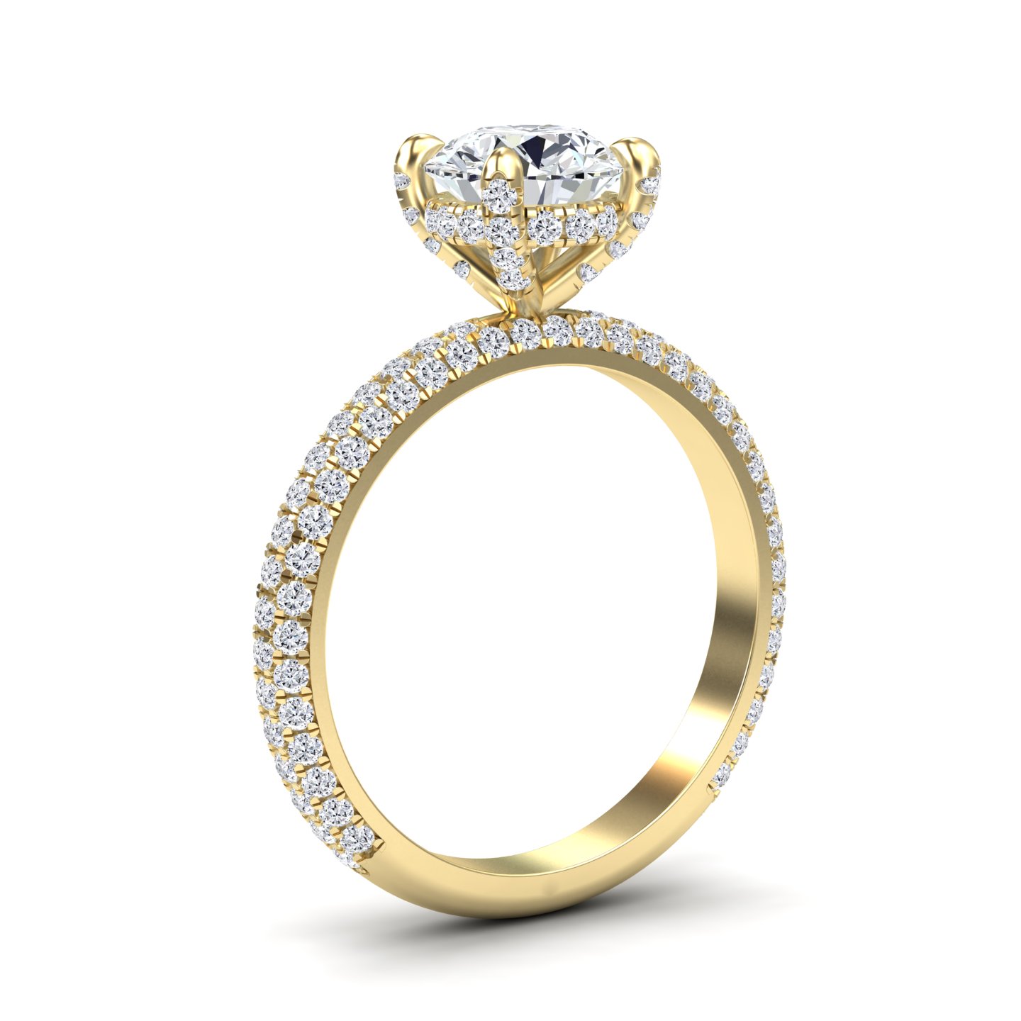 White Diamond Hidden Halo Pave Engagement Ring - Chuntao