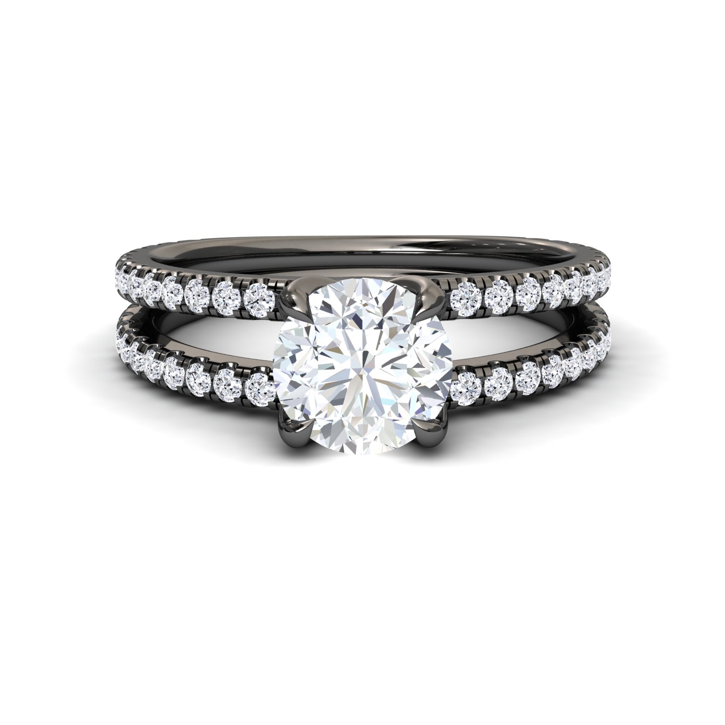 White Diamond split shank Pave-set Engagement Ring - Annabelle