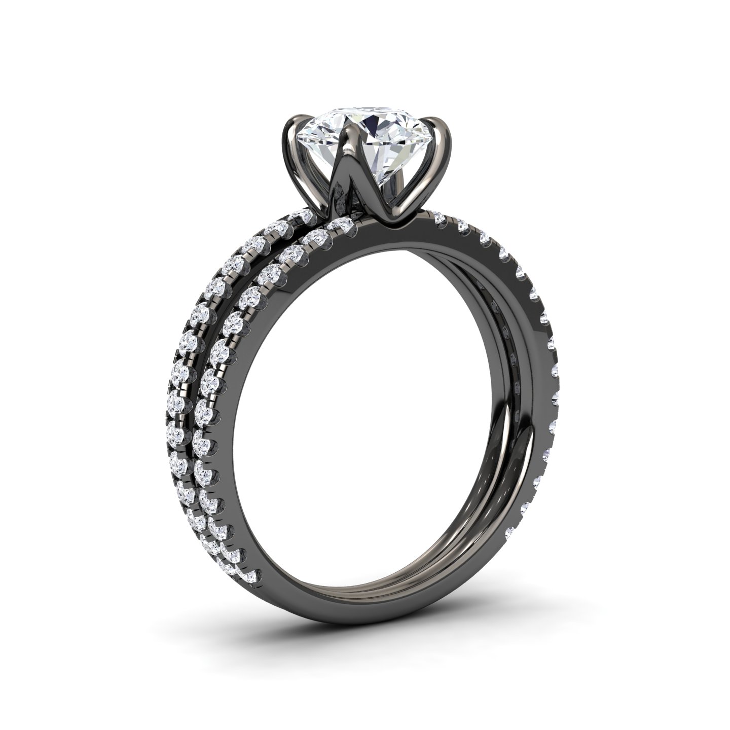 White Diamond split shank Pave-set Engagement Ring - Annabelle