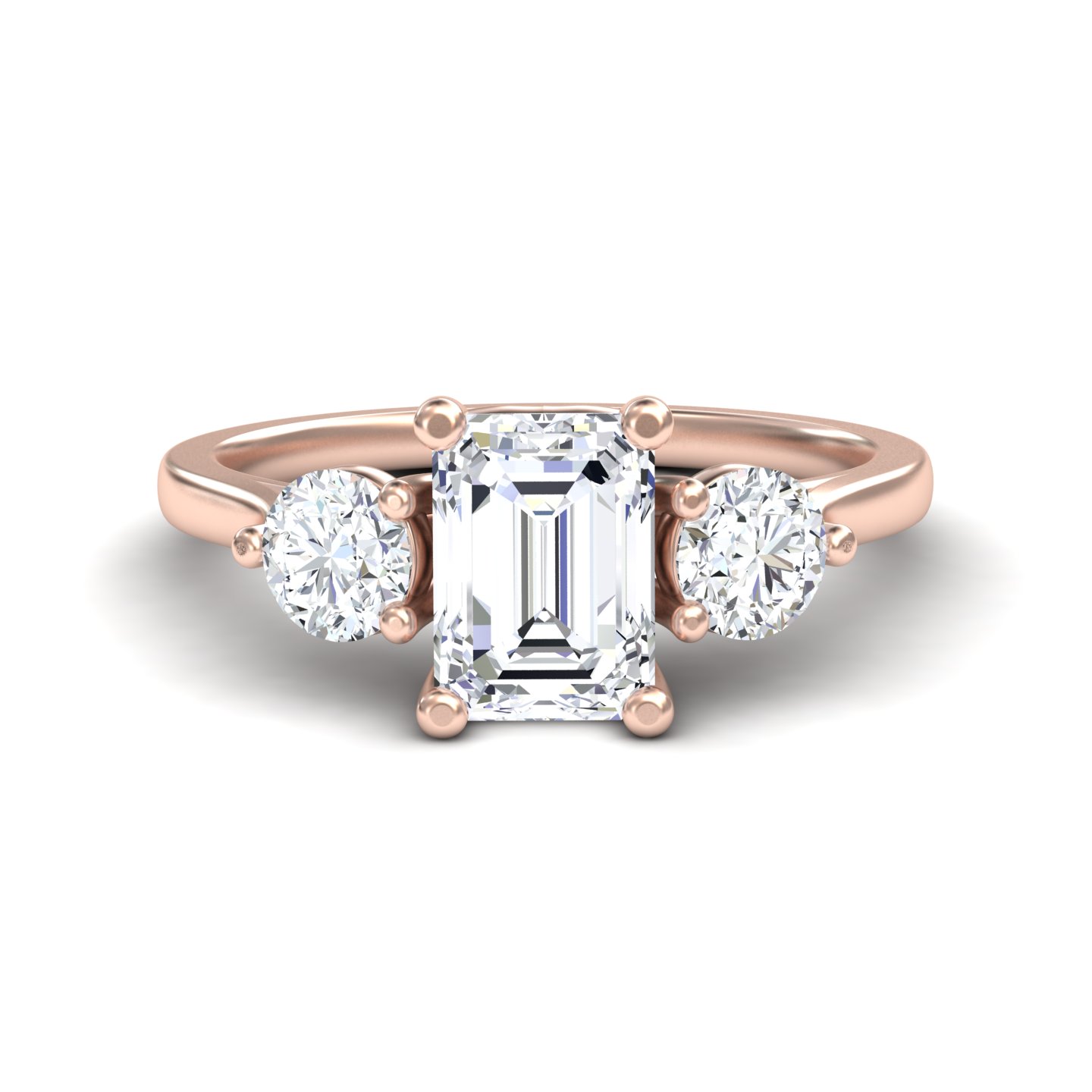 White Diamond Minimalist Three-Stone Engagement Ring - Destiny