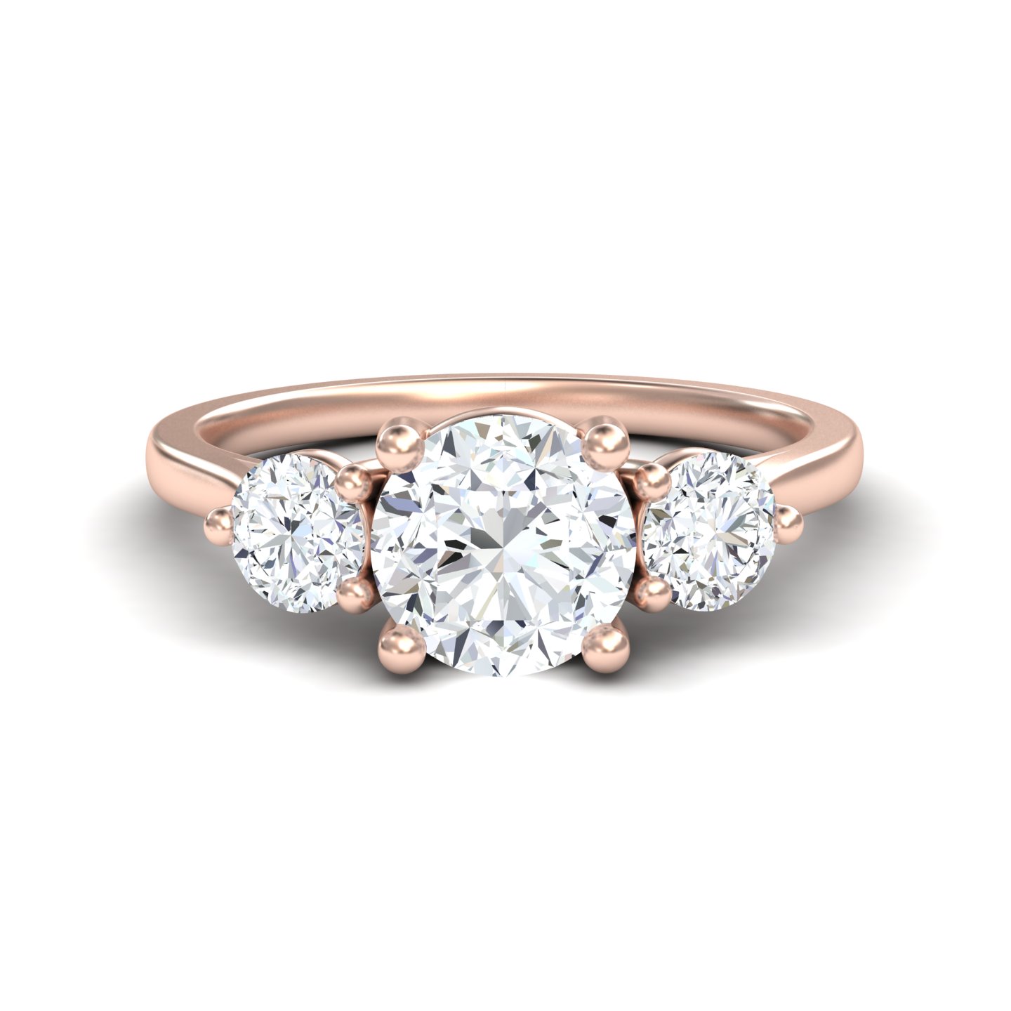 White Diamond Minimalist Three-Stone Engagement Ring - Destiny