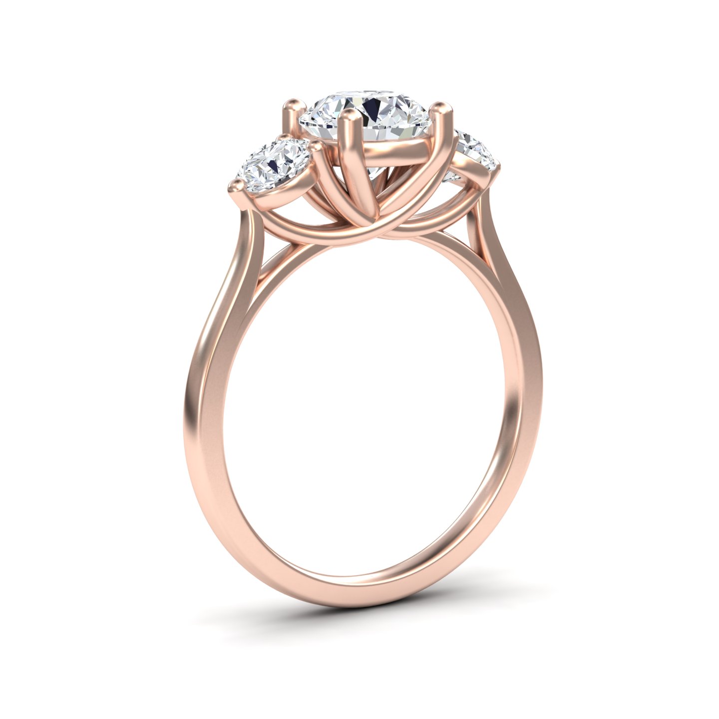 White Diamond Minimalist Three-Stone Engagement Ring - Destiny