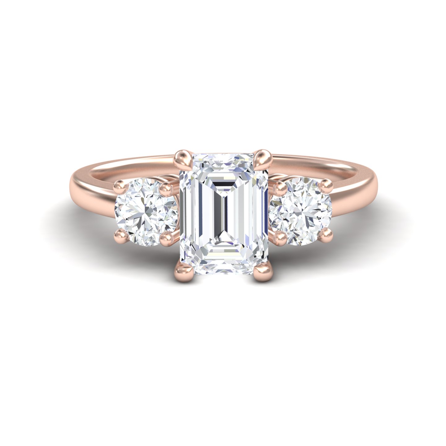 White Diamond Classic Three Stone Engagement Ring - Anastasia