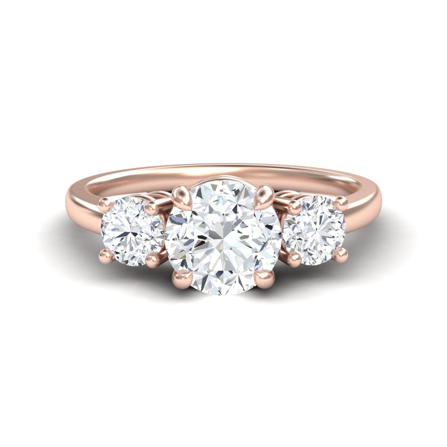 White Diamond Classic Three Stone Engagement Ring - Anastasia