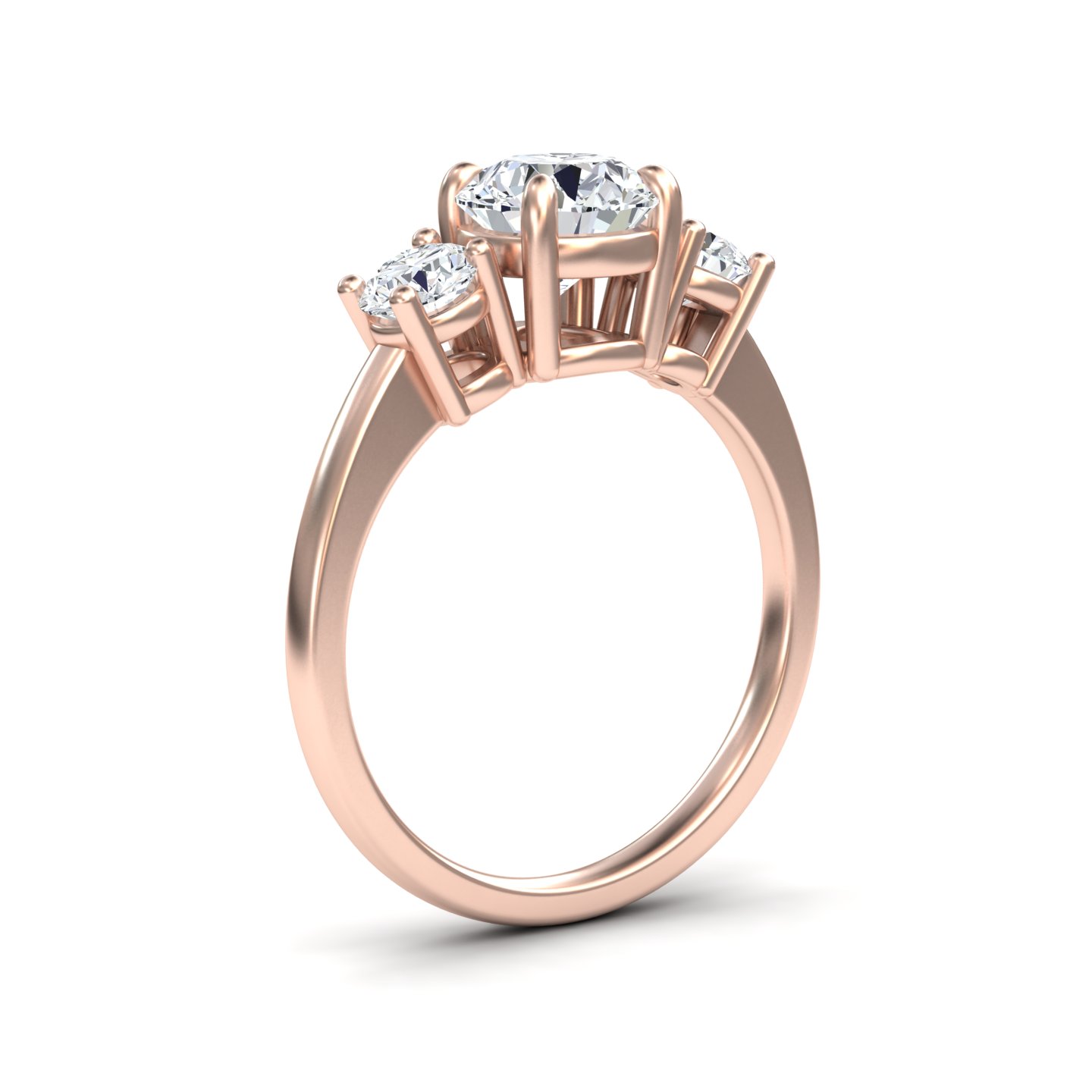 White Diamond Classic Three Stone Engagement Ring - Anastasia