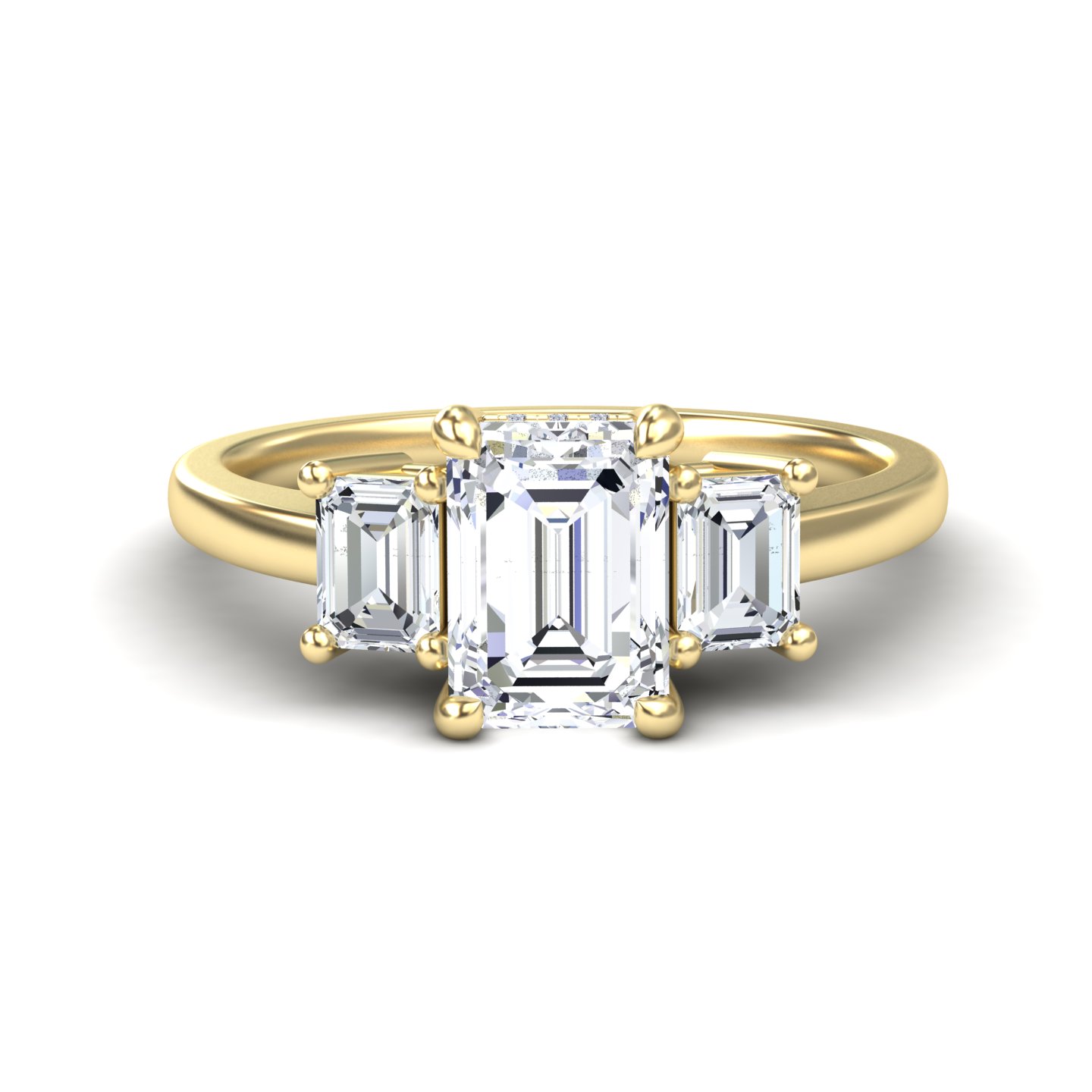 White Diamond Hidden Halo Three Stone Engagement Ring - Katie