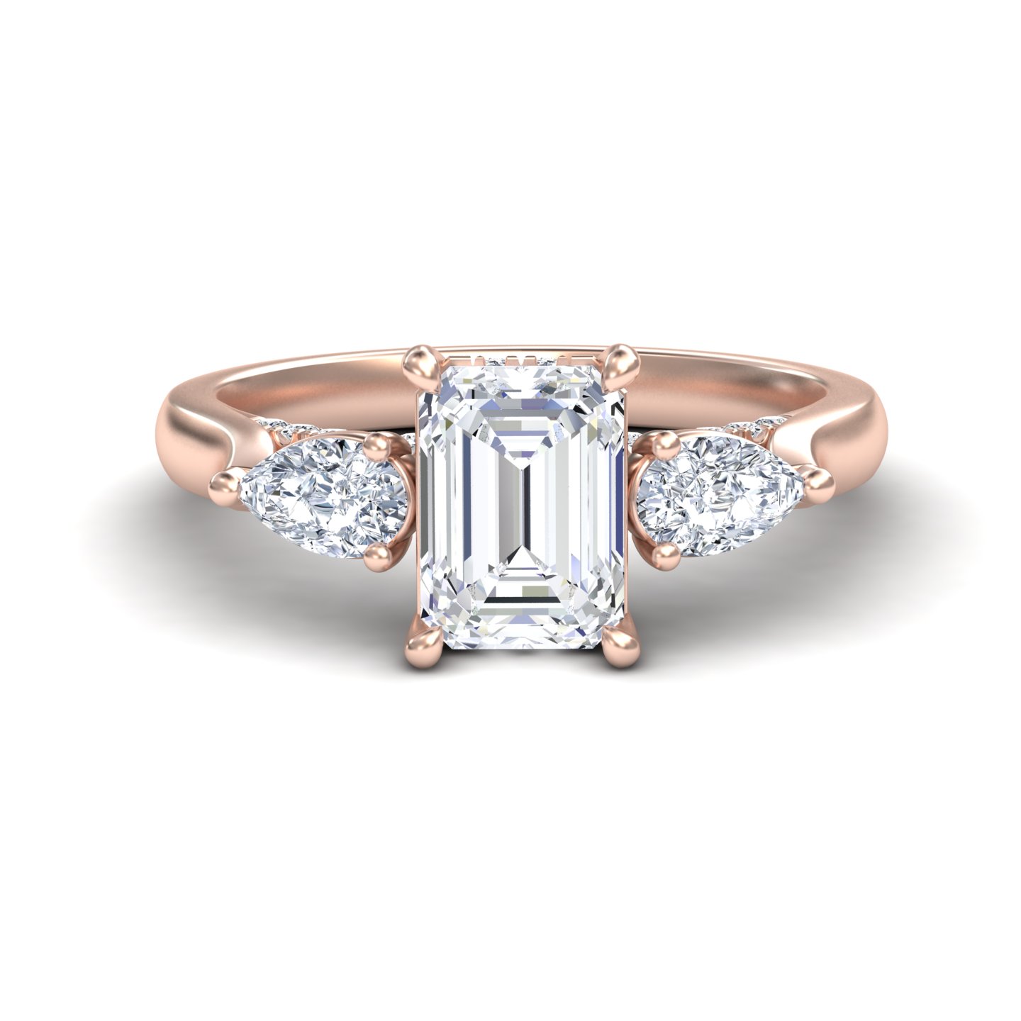 White Diamond Elegant Three Stone Engagement Ring - Heidi