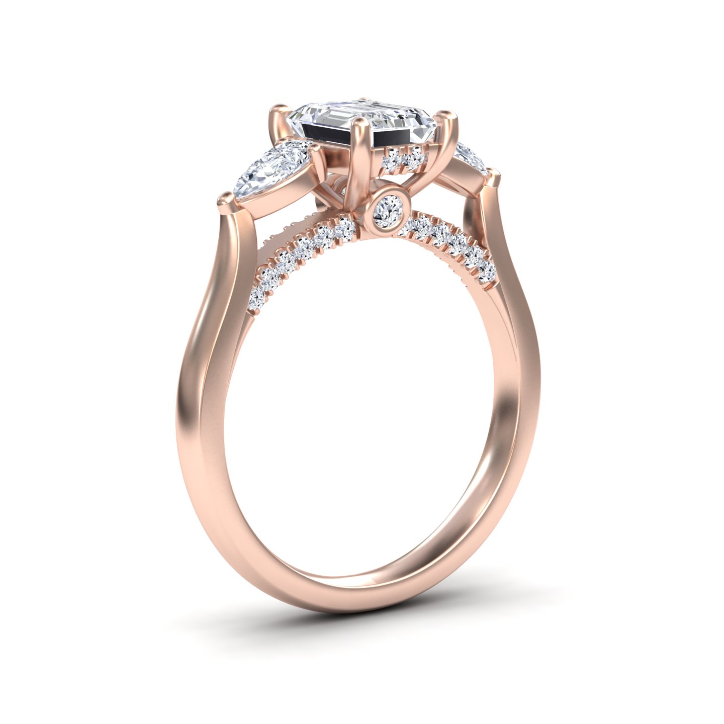 White Diamond Elegant Three Stone Engagement Ring - Heidi