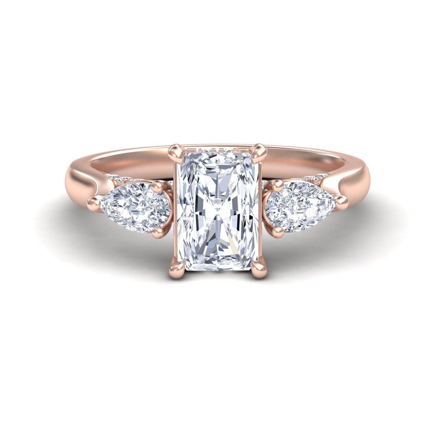 White Diamond Elegant Three Stone Engagement Ring - Heidi