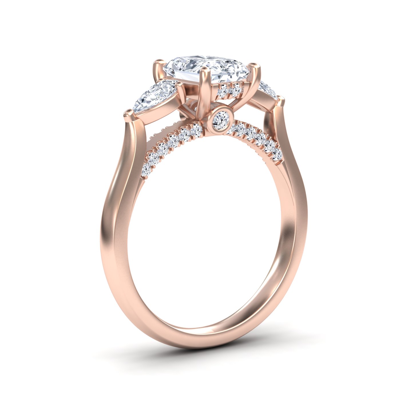 White Diamond Elegant Three Stone Engagement Ring - Heidi