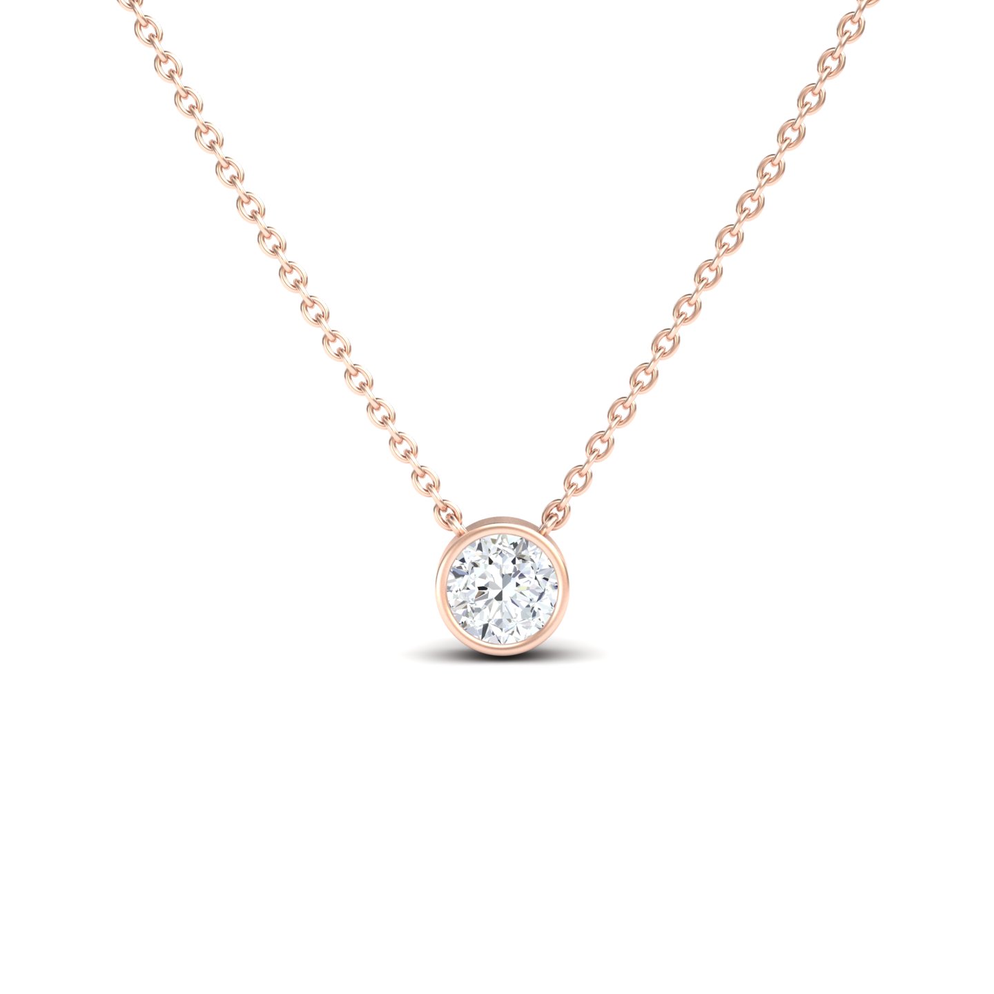 White Diamond Bezel Solitaire Necklace - Matilda